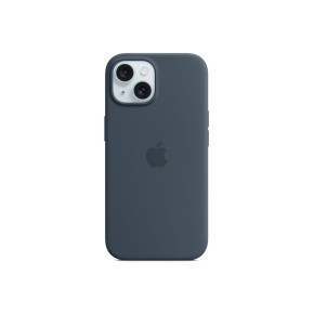 Луксозен силиконов гръб оригинален MT0N3ZM/A OFFICIAL Apple Silicone Case With MagSafe за Apple iPhone 15 6.1 тъмно син/Storm Blue